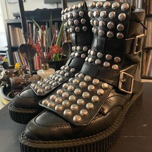 MARC JACOBS STUDDED CREEPER COMBAT BOOT 8.5